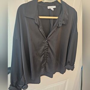 And Now This Black Relaxed Silk-Blend Button-Down Shirt